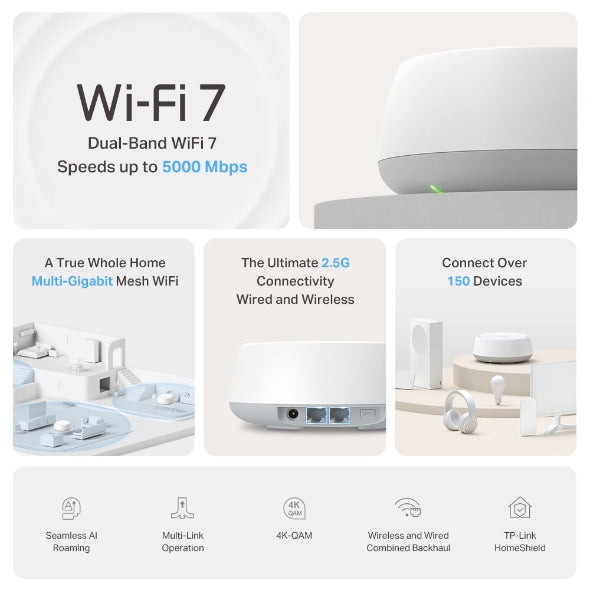 Tp-Link Deco BE25 I BE5000 Whole Home Mesh WiFi 7 System