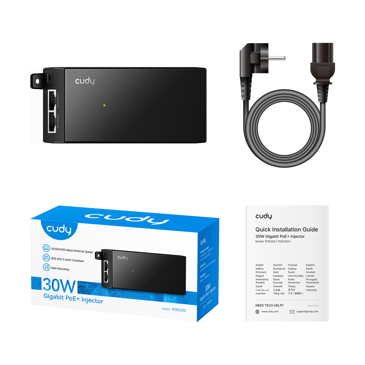 Cudy 30W Gigabit PoE+/PoE Injector