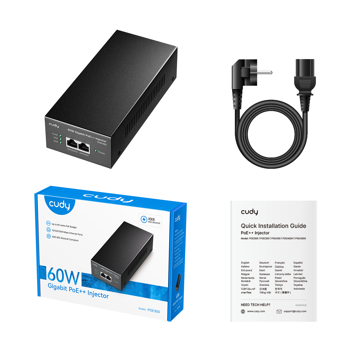 Cudy 30W Gigabit PoE+/PoE Injector