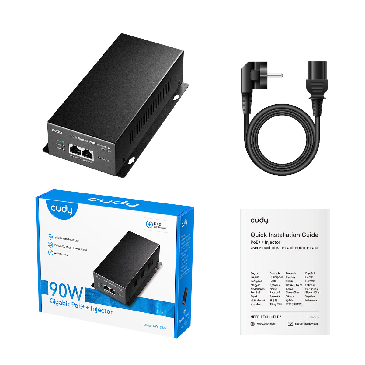Cudy 90W Gigabit PoE+/PoE Injector