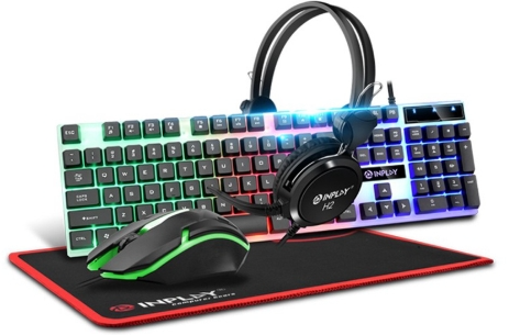 INPLAY STX240+ 4-IN-1 GAMING COMBO – BLACK | MEMBRANDE RGB GAMING KEYBOARD + RGB GAMING MOUSE + GAMING HEADSET 3.5MM CONNECTOR | GAMING MOUSEPAD