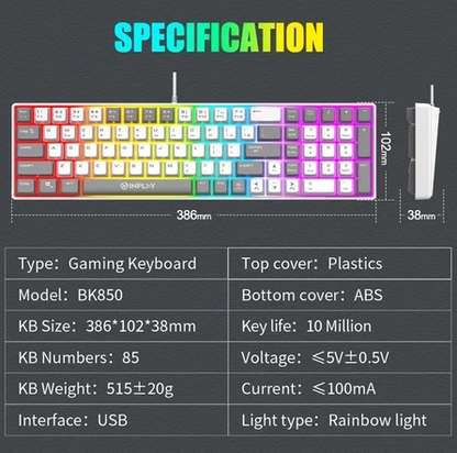 INPLAY BK850 RAINBOW LIGHT I 85 KEY GAMING KEYBOARD