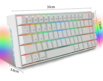 ROYAL KLUDGE RK71 71 Keys Wireless 70% RGB Mechanical Gaming Keyboard - White Brown Switch