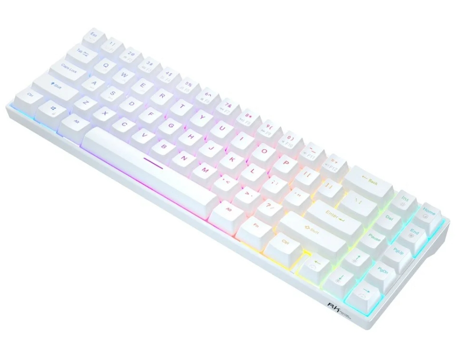 Royal Kludge RK71 Dual-Mode RGB 71 Keys Hot Swappable Mechanical Keyboard White (Blue Switch)