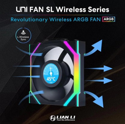 Lian Li Uni Fan SL Wireless LCD 120 - Reverse Black (Triple pack with Controller)