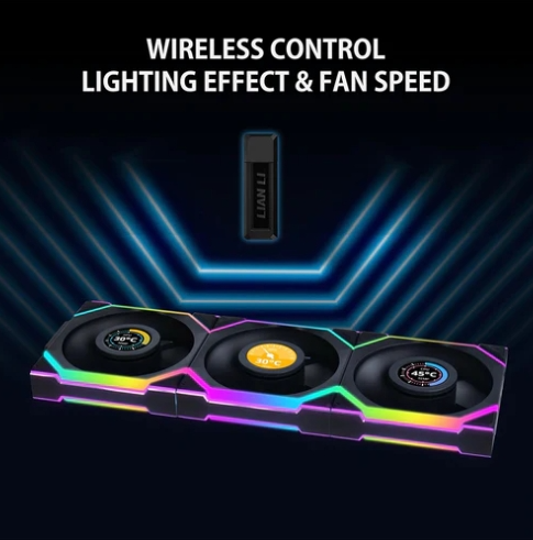 Lian Li Uni Fan SL Wireless LCD 120 - Reverse Black (Triple pack with Controller)