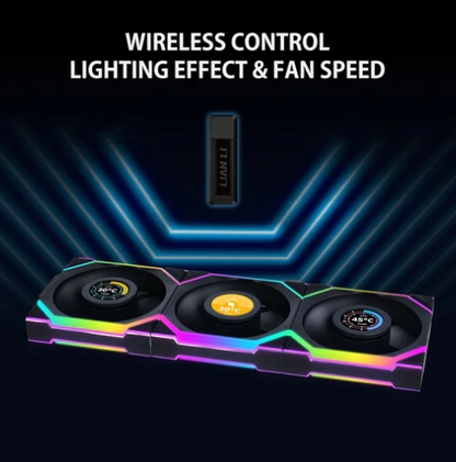 Lian Li Uni Fan SL Wireless LCD 120 - Reverse Black (Triple pack with Controller)