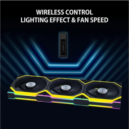 Lian Li Uni Fan SL Wireless 120 Reverse Blade - Black (Triple pack with Controller)