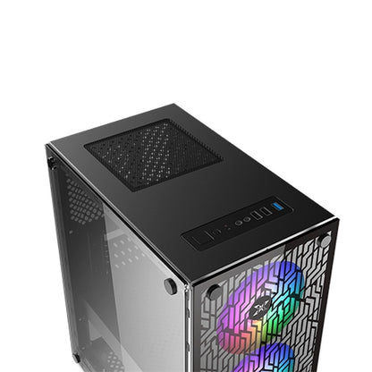 XIGMATEK NYX ARGB M-ATX CASE - EN45822 M-ATX, USB3.0x1 & 2.0x2, Left & Front TG，Front TG Silk Print, 3PCS XDS120 ARGB Fan w LED Switch