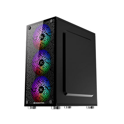 XIGMATEK NYX ARGB M-ATX CASE - EN45822 M-ATX, USB3.0x1 & 2.0x2, Left & Front TG，Front TG Silk Print, 3PCS XDS120 ARGB Fan w LED Switch