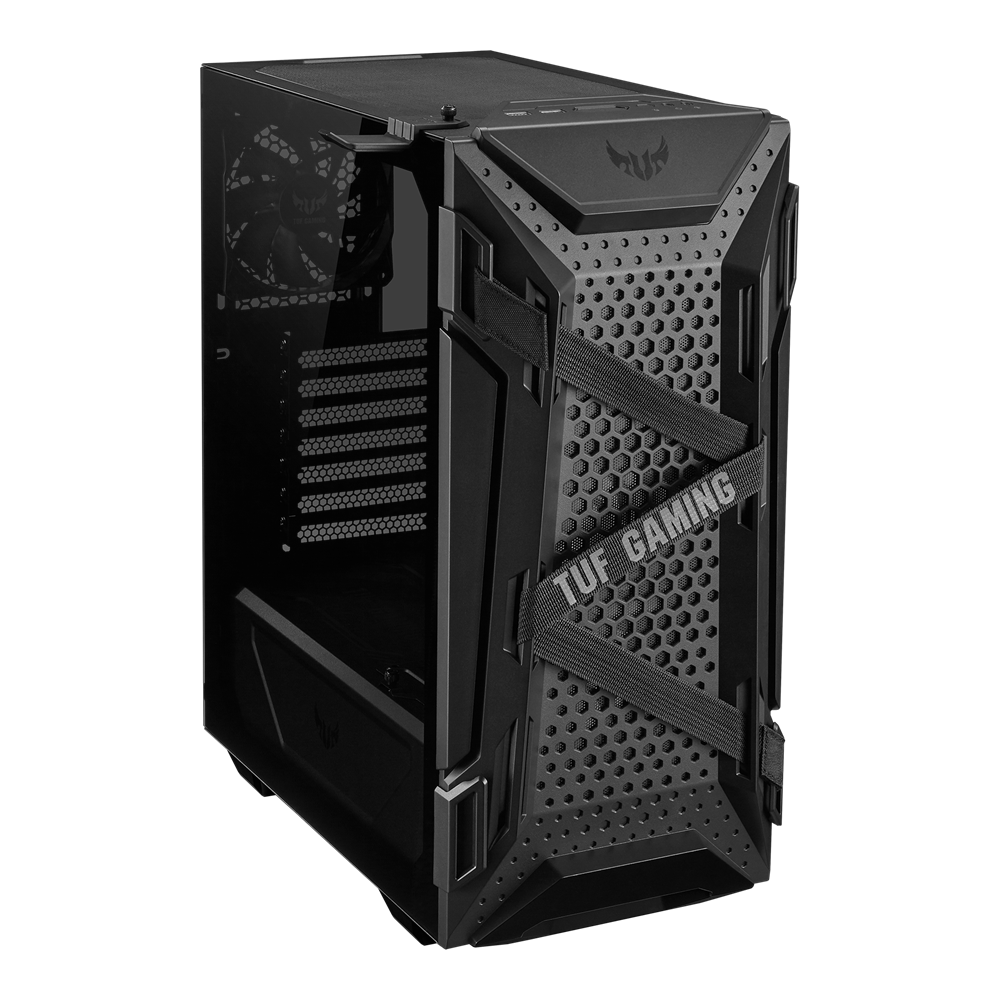 ASUS TUF Gaming GT301 ATX mid-tower compact case with tempered glass side panel, honeycomb front panel, 120mm AURA Addressable RGB fan, headphone hanger and 360mm radiator support