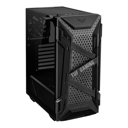 ASUS TUF Gaming GT301 ATX mid-tower compact case with tempered glass side panel, honeycomb front panel, 120mm AURA Addressable RGB fan, headphone hanger and 360mm radiator support