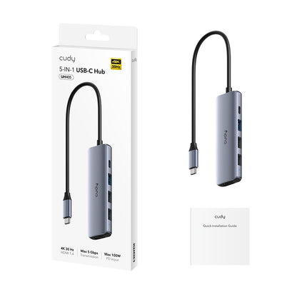 CUDY 5-In-1 HDMI 4K USB-C Hub
