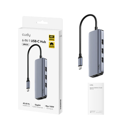CUDY 6-IN-1 USB-C Hub with GbE & 4K@60Hz HDMI