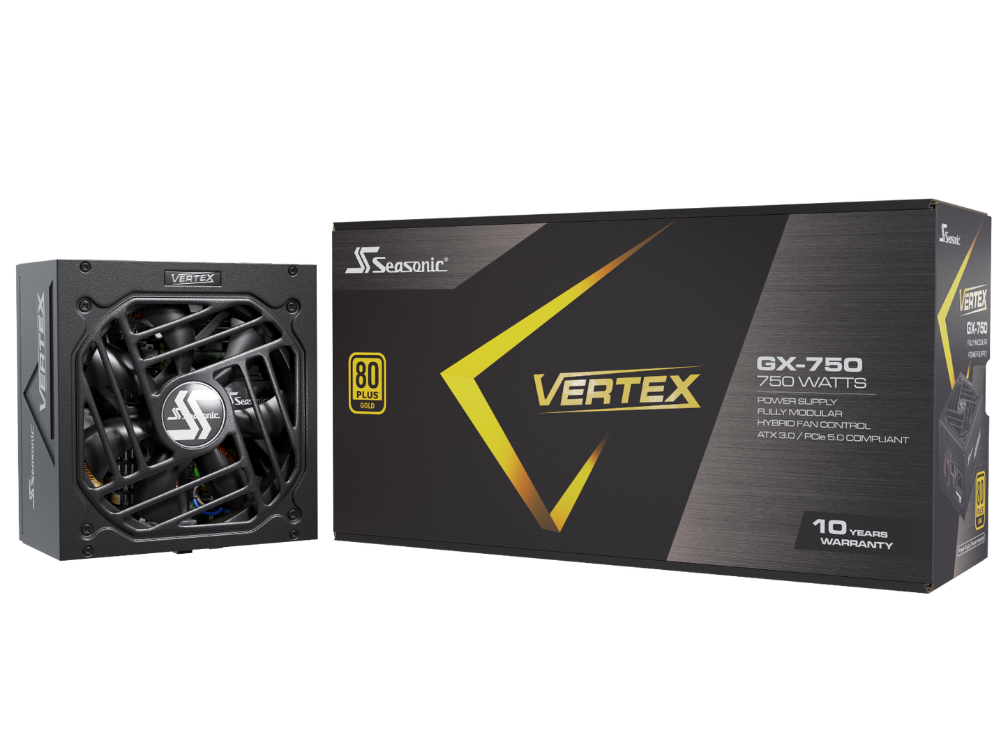 Seasonic VERTEX GX-750, ATX 12, V ATX 3.0 and PCIe 5.0, Fully Modular 80 PLUS Gold Certified (12751GXAFS)