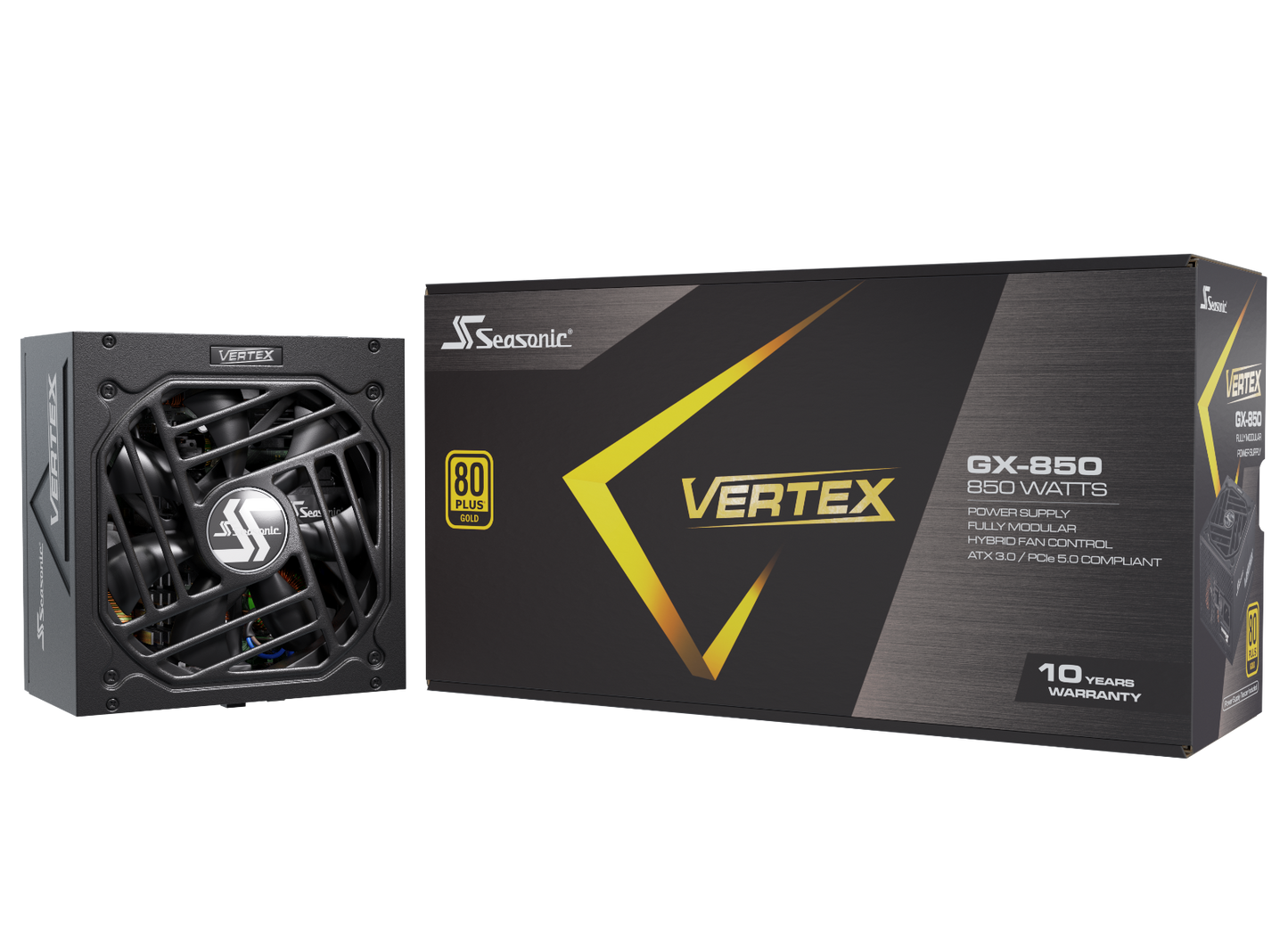 Seasonic VERTEX GX-850, ATX 12, V ATX 3.0 and PCIe 5.0, Fully Modular 80 PLUS Gold Certified (12851GXAFS)