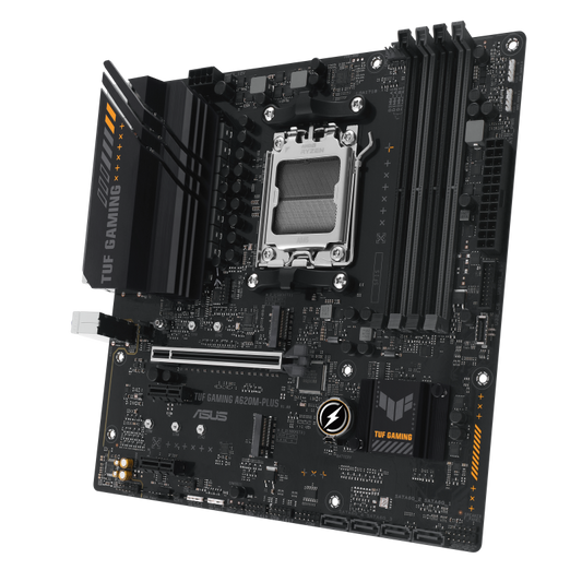 ASUS AMD A620 (Ryzen AM5) micro-ATX motherboard with DDR5, PCIe 4.0, dual M.2 slots, 2 x DisplayPort, HDMI™, Realtek 2.5Gb Ethernet, front USB 3.2 Gen 1 Type-C®, SATA 6 Gbps, BIOS FlashBack™, M.2 Q-Latch (TUF GAMING A620M-PLUS)