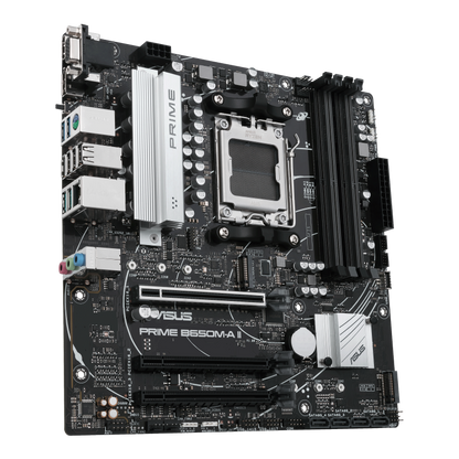 ASUS AMD B650 Micro-ATX motherboard with DDR5, PCIe 5.0 M.2, 2.5Gb Ethernet, DisplayPort, HDMI®, VGA, rear USB 3.2 Gen 2, front USB 3.2 Gen 1 Type-C®, BIOS FlashBack™, Aura Sync (PRIME B650M-A II)