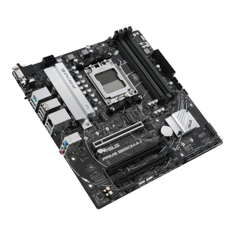 ASUS AMD B650 Micro-ATX motherboard with DDR5, PCIe 5.0 M.2, 2.5Gb Ethernet, DisplayPort, HDMI®, VGA, rear USB 3.2 Gen 2, front USB 3.2 Gen 1 Type-C®, BIOS FlashBack™, Aura Sync (PRIME B650M-A II)