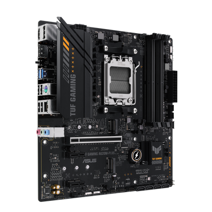 ASUS AMD A620 (Ryzen AM5) micro-ATX motherboard with DDR5, PCIe 4.0, dual M.2 slots, 2 x DisplayPort, HDMI™, Realtek 2.5Gb Ethernet, front USB 3.2 Gen 1 Type-C®, SATA 6 Gbps, BIOS FlashBack™, M.2 Q-Latch (TUF GAMING A620M-PLUS)