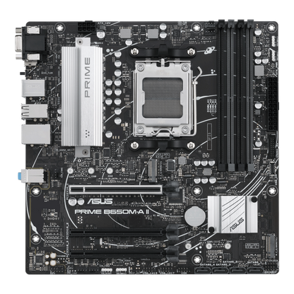 ASUS AMD B650 Micro-ATX motherboard with DDR5, PCIe 5.0 M.2, 2.5Gb Ethernet, DisplayPort, HDMI®, VGA, rear USB 3.2 Gen 2, front USB 3.2 Gen 1 Type-C®, BIOS FlashBack™, Aura Sync (PRIME B650M-A II)