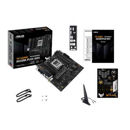 ASUS AMD A620 (Ryzen AM5) micro-ATX motherboard with DDR5, PCIe 4.0, dual M.2 slots, 2 x DisplayPort, HDMI™, Realtek 2.5Gb Ethernet, Wi-Fi 6, front USB 3.2 Gen 1 Type-C®, SATA 6 Gbps, BIOS FlashBack™, M.2 Q-Latch