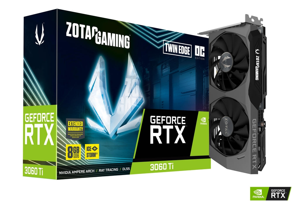 ZOTAC Gaming GeForce RTX™ 3060 Ti Twin Edge OC LHR 8GB GDDR6 256-bit 14 Gbps PCIE 4.0 Graphics Card, IceStorm 2.0 Advanced Cooling, Active Fan Control, Freeze Fan Stop (ZT-A30610H-10MLHR)