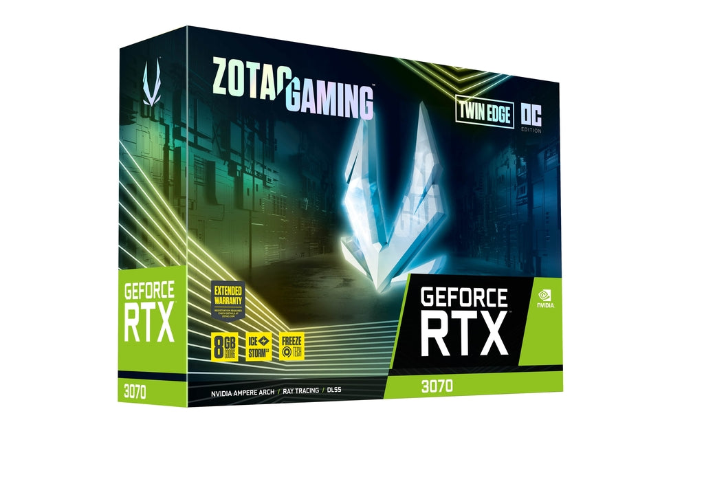 ZOTAC Gaming GeForce RTX 3070 Twin Edge OC Low Hash Rate 8GB GDDR6 256-bit 14 Gbps PCIE 4.0 Graphics Card, IceStorm 2.0 Advanced Cooling, White LED Logo Lighting (ZT-A30700H-10PLHR)