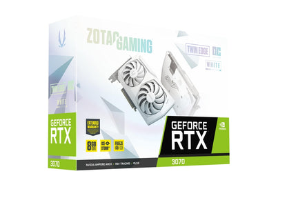 ZOTAC GAMING GeForce RTX 3070 Twin Edge OC White Edition LHR 8GB GDDR6 256-bit 14 Gbps PCIE 4.0 Gaming Graphics Card, IceStorm 2.0 Advanced Cooling, LED Logo Lighting (ZT-A30700J-10PLHR)