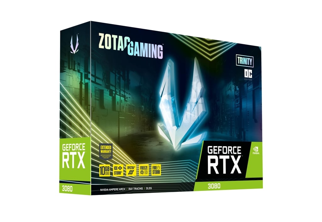 ZOTAC GeForce RTX™ 3080 Trinity OC LHR 10GB GDDR6X 320-bit 19 Gbps PCIE 4.0 Gaming Graphics Card, IceStorm 2.0 Advanced Cooling, Spectra 2.0 RGB Lighting (ZT-A30800J-10PLHR)