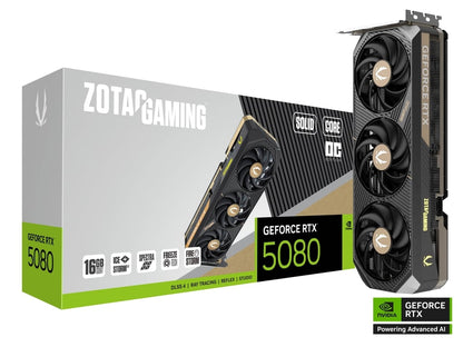 ZOTAC RTX 5080 SOLID CORE OC 16GB GDDR7 graphics card - front view