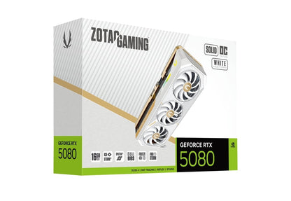 ZOTAC RTX 5080 SOLID OC White Edition - installed in white PC build