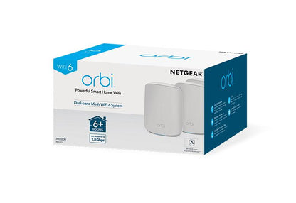 NETGEAR Orbi Dual-Band WiFi 6 Mesh System, 1.8Gbps, Router + 2 Satellites AX1800 WiFi Mesh System (RBK353)