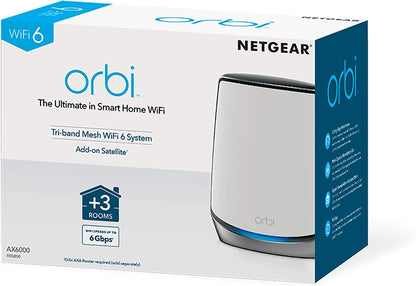 NETGEAR Orbi 850 Series Tri-band WiFi 6 Mesh Add-on Satellite, 6Gbps AX6000 WiFi Satellite (RBS850)