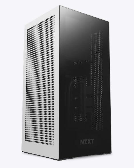 NZXT H1 Version 2 - Small Form-Factor ITX Case - Dual Chamber Airflow - Tinted Tempered Glass Front Panel - 140mm Liquid Cooler - SFX 750W 80+ Gold PSU - PCIe Gen4 Riser