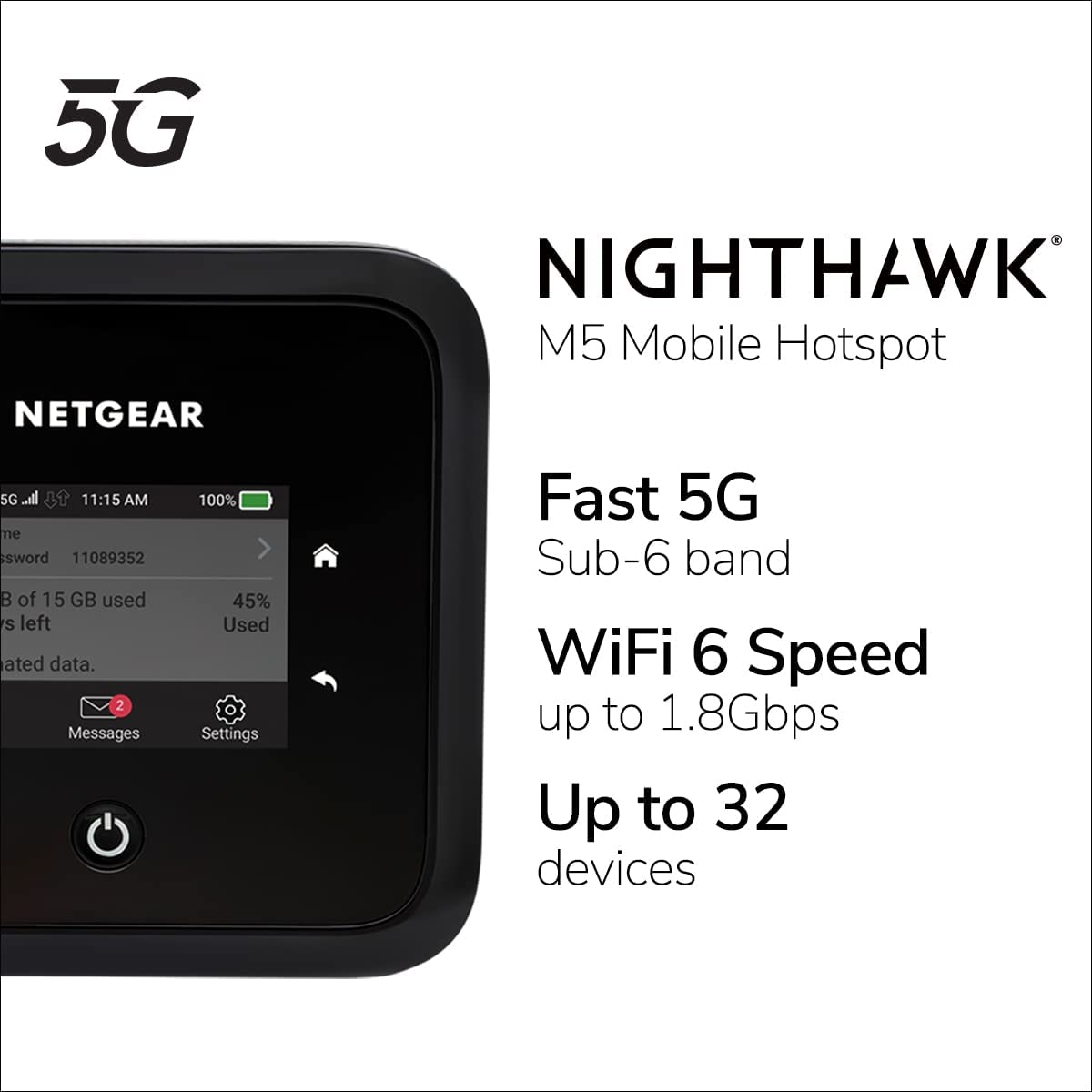 NETGEAR Nighthawk M5 5G Wifi 6 Router (MR5200-100EUS)