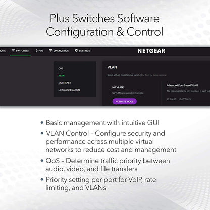 NETGEAR 16-Port PoE+ Gigabit Ethernet Plus Switch (180W) with 1 SFP Port 300 Series Plus Switch (GS316EP)