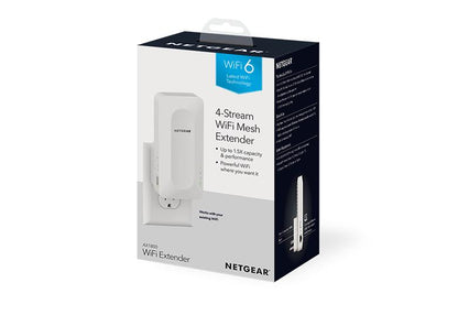 NETGEAR AX1800 WiFi Mesh Extender (EAX15) Dual-band WiFi 6 Mesh Extender, 1.8Gbps, Wall-plug, Internal Antenna