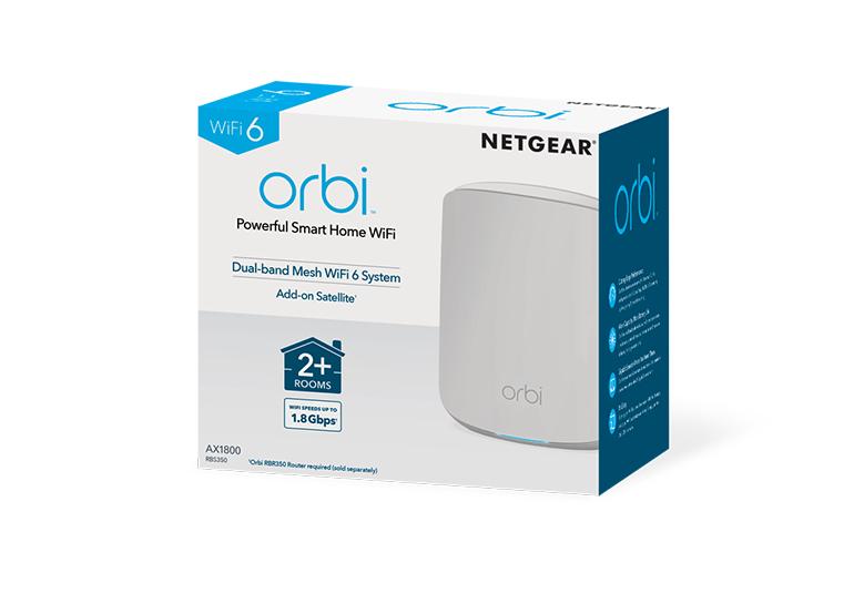 NETGEAR Orbi Dual-Band WiFi 6 Add-on Satellite, 1.8Gbps AX1800 WiFi Satellite (RBS350)