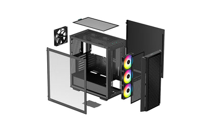 DeepCool CG540 Mid-Tower Case displays a striking tempered glass panel and generous cooling capacity