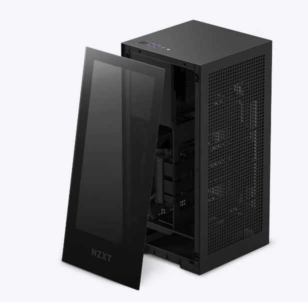 NZXT H1 Version 2 - Small Form-Factor ITX Case - Dual Chamber Airflow - Tinted Tempered Glass Front Panel - 140mm Liquid Cooler - SFX 750W 80+ Gold PSU - PCIe Gen4 Riser