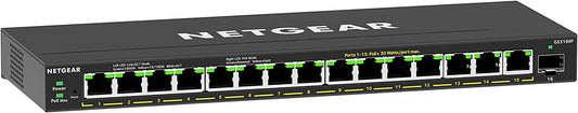 NETGEAR 16-Port PoE+ Gigabit Ethernet Plus Switch (180W) with 1 SFP Port 300 Series Plus Switch (GS316EP)