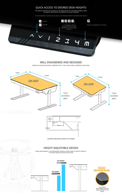 Lian Li DK-04F/ DK-05F/ DK-04GX Black - Switchable Glass, New Monitor Bracket Desk Case